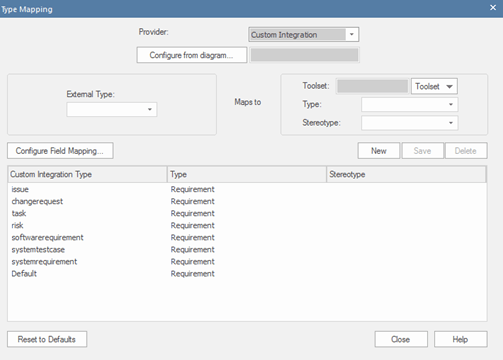 Type mapping for synchronization